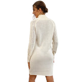 Luna Turtleneck Hollow Solid Color Twist Sweater Dress