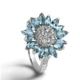 Luna Sunflower Ring Female with Light Blue Zircon