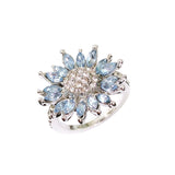 Luna Sunflower Ring Female with Light Blue Zircon