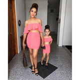 Luna Mom and Daughter Matching Ruffle Top Skirt Set