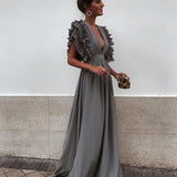 Luna Ruffle Sleeve Maxi Dress