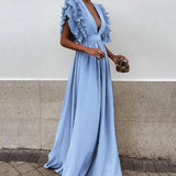 Luna Ruffle Sleeve Maxi Dress
