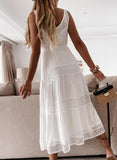 Luna Yacht V-neck White Maxi Dress
