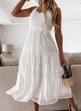 Luna Yacht V-neck White Maxi Dress