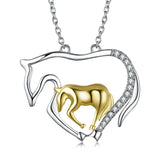 Luna Mother Horse and Foal 925 Sterling Silver Necklace