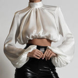 Luna Loose Lantern Sleeve Turtleneck Top