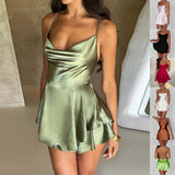 Luna Lace Up Satin Mini Dress