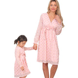 Luna Mom and Daughter Gold and Pink Dress