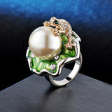Luna Lotus Leaf Frog Ring