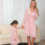 Luna Mom and Daughter Gold and Pink Dress