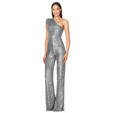 Luna Sleeveless One Shoulder Sequin Jumpsuit