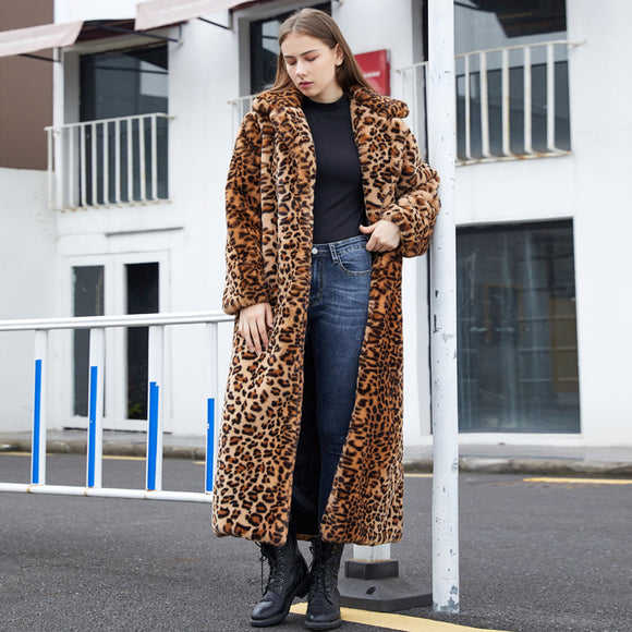 Luna Faux Fur Long Leopard Coat