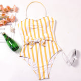 Luna Sexy Striped Plus One Piece Swimsuit