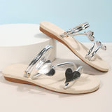 Luna Sandals Fashion Metal Heart Decoration