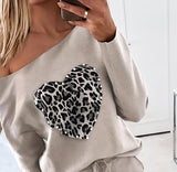 Luna Women's Leopard Print Heart Top Plus Pants Suit