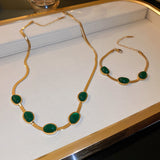 Luna Green Crystal Necklace Bracelet Set