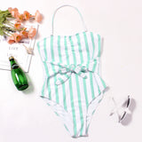 Luna Sexy Striped Plus One Piece Swimsuit