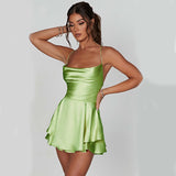 Luna Lace Up Satin Mini Dress