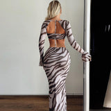 Luna Zebra Maxi Skirt Top Set