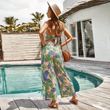 Luna Tropical Print Halter Jumpsuit