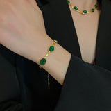 Luna Green Crystal Necklace Bracelet Set