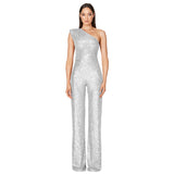 Luna Sleeveless One Shoulder Sequin Jumpsuit
