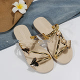 Luna Sandals Fashion Metal Heart Decoration