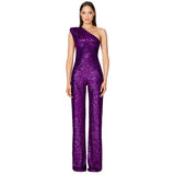Luna Sleeveless One Shoulder Sequin Jumpsuit