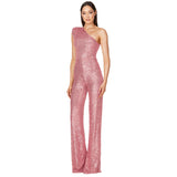 Luna Sleeveless One Shoulder Sequin Jumpsuit
