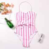 Luna Sexy Striped Plus One Piece Swimsuit