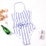 Luna Sexy Striped Plus One Piece Swimsuit
