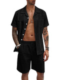 Luna Sports Short Sleeve Shorts Linen Men's Shirt Set