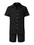 Luna Sports Short Sleeve Shorts Linen Men's Shirt Set