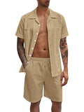 Luna Sports Short Sleeve Shorts Linen Men's Shirt Set