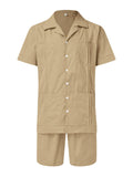 Luna Sports Short Sleeve Shorts Linen Men's Shirt Set