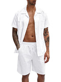 Luna Sports Short Sleeve Shorts Linen Men's Shirt Set