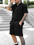 Luna Men's Button Short Sleeve Shorts Set