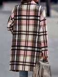 Luna Lapel Pocket Plaid Wool Coat