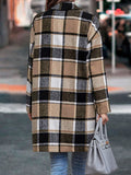Luna Lapel Pocket Plaid Wool Coat