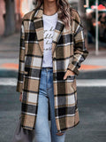 Luna Lapel Pocket Plaid Wool Coat