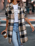 Luna Lapel Pocket Plaid Wool Coat