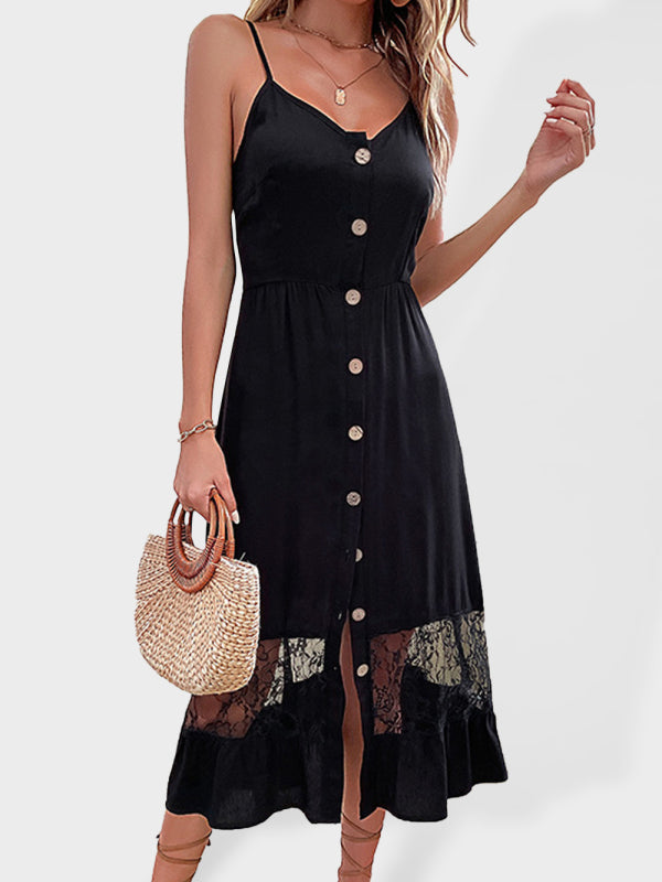 Luna Sleeveless Black Lace Stitching Dress – Lunablue Girl