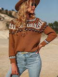 Luna Women's Loose Brown Long Sleeve Sweater
