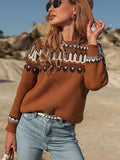 Luna Women's Loose Brown Long Sleeve Sweater