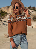 Luna Women's Loose Brown Long Sleeve Sweater