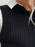 Luna Slit Solid Colour Mid-Length Vest Sweater