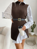 Luna Slit Solid Colour Mid-Length Vest Sweater