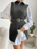 Luna Slit Solid Colour Mid-Length Vest Sweater