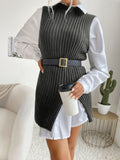 Luna Slit Solid Colour Mid-Length Vest Sweater
