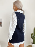 Luna Slit Solid Colour Mid-Length Vest Sweater